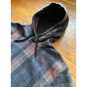 TOPMAN Gray/Multicolored Plaid Hoodie Mens sz L